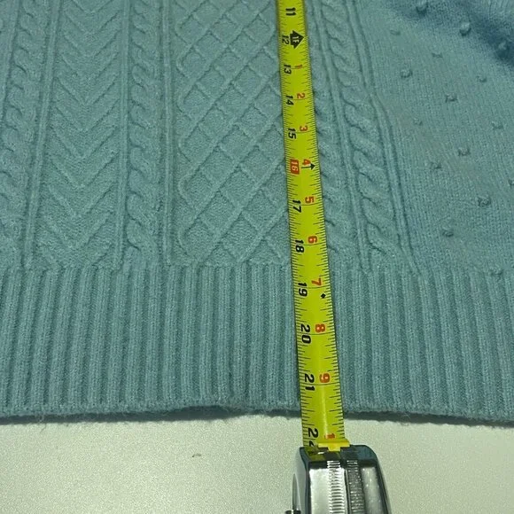 Eloquii Aqua Blue Turtle Neck Cable Knit Sweater 18/20 - Picture 7 of 8